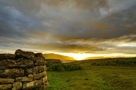 Beautiful scenic landscape of Scotland nature with beautiful evening sun set sky