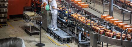 BEIJING, CHINA - JUNE 01, 2019: Carbonated drinks factory with view of production and bottles