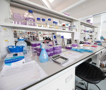 BEIJING, CHINA - JUNE 03, 2019: Modern drug manufacturing laboratory equipment.のeditorial素材