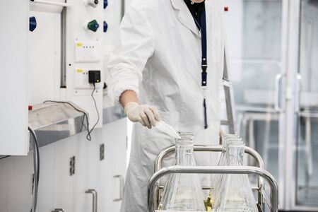 BEIJING, CHINA - JUNE 03, 2019: Modern drug manufacturing laboratory equipment.