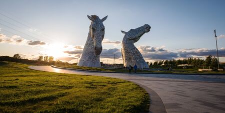 FALKIRK, SCOTLAND - MAY 30: The Kelpies: Scotlands 100 ft Horse-Head Sculptures.