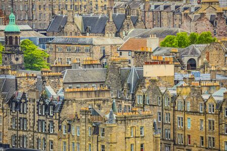 EDINBURGH, UNITED KINGDOM - MAY 30, 2019: Famous central streets and buildings of Edinburgh - the capital of Scotland.のeditorial素材