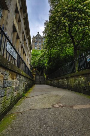 EDINBURGH, UNITED KINGDOM - MAY 30, 2019: Famous central streets and buildings of Edinburgh - the capital of Scotland.のeditorial素材