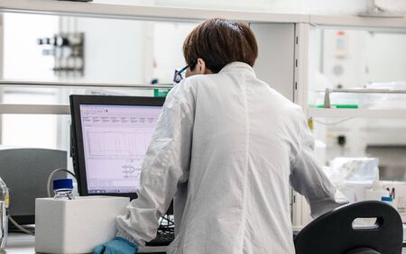 BEIJING, CHINA - JUNE 03, 2019: Modern drug manufacturing laboratory equipment.のeditorial素材