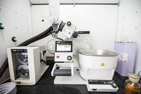 BEIJING, CHINA - JUNE 03, 2019: Modern drug manufacturing laboratory equipment.
