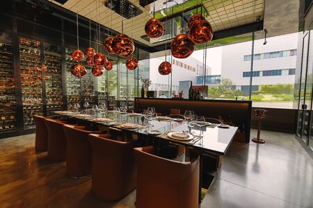 BEIJING, Ð¡HINA - JUNE 03: Modern interior of wine tasting room in China.