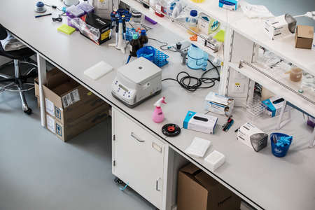 BEIJING, CHINA - JUNE 03, 2019: Modern drug manufacturing laboratory equipment.のeditorial素材