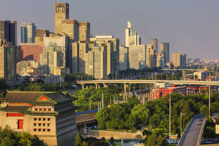 BEIJING, Ð¡HINA - JUNE 01, 2019: Beijing aerial view of famous landmarks from roof top.のeditorial素材