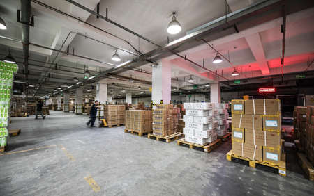 BEIJING, CHINA - JUNE 03, 2019: Modern automation of warehouse production in China.のeditorial素材