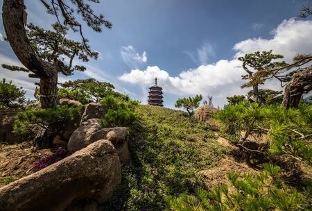 Traditional Chinese City Garden Park close-up photo.の写真素材