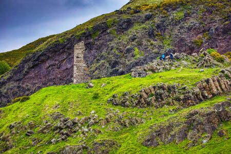 Ancient Scottish medieval buildings and beautiful landscape of traditional nature.