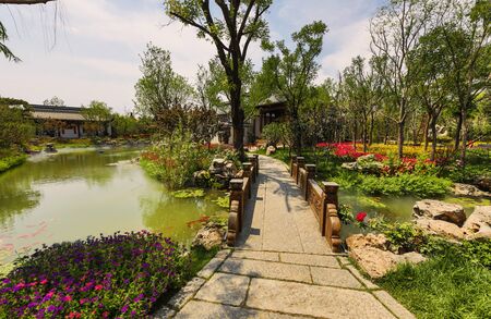 Traditional Chinese City Garden Park in Beijing.の写真素材