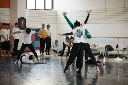 BEIJING, Ð¡HINA - JUNE 01, 2019: Ballet troupe training in China.のeditorial素材