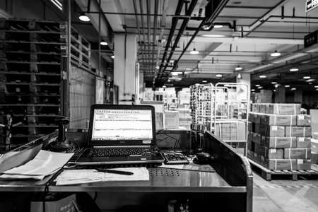 BEIJING, CHINA - JUNE 03, 2019: Modern automation of warehouse production in China.のeditorial素材
