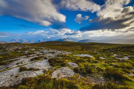 Beautiful scenic landscape of Scotland nature with beautiful evening sun set sky.の写真素材