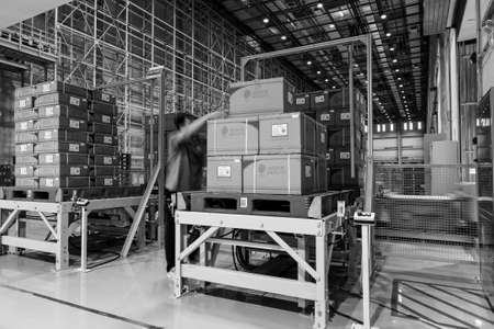 BEIJING, CHINA - JUNE 03, 2019: Modern automation of warehouse production in China.のeditorial素材