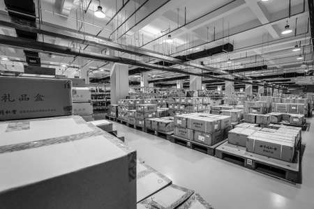 BEIJING, CHINA - JUNE 03, 2019: Modern automation of warehouse production in China.のeditorial素材
