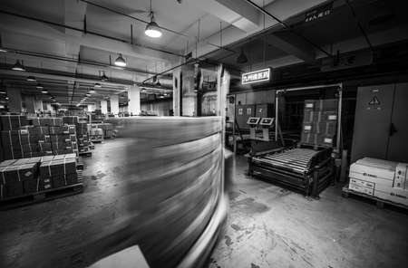 BEIJING, CHINA - JUNE 03, 2019: Modern automation of warehouse production in China.のeditorial素材