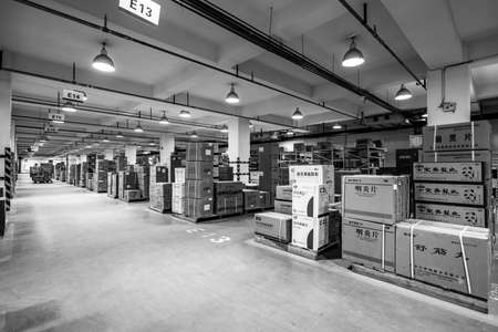 BEIJING, CHINA - JUNE 03, 2019: Modern automation of warehouse production in China.のeditorial素材