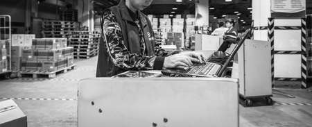 BEIJING, CHINA - JUNE 03, 2019: Modern automation of warehouse production in China.のeditorial素材