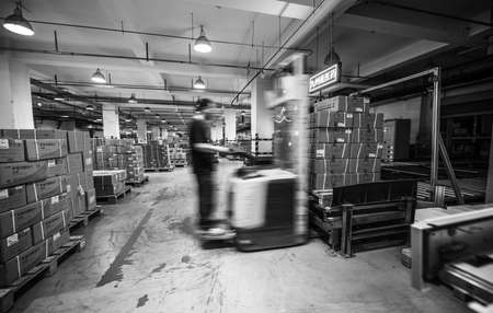 BEIJING, CHINA - JUNE 03, 2019: Modern automation of warehouse production in China.のeditorial素材