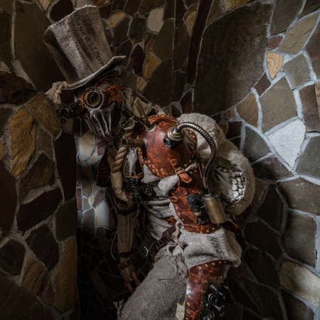 Futuristic character cyborg stalker. Art Photography in steampunk style.の写真素材