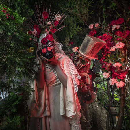 Fabulous stylization of Santa Muerte - Holy Death - modern religious cult. Concept Art fairy tale photo.の写真素材