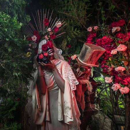 Fabulous stylization of Santa Muerte - Holy Death - modern religious cult. Concept Art fairy tale photo.の写真素材