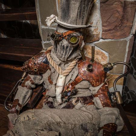 Futuristic character cyborg stalker. Art Photography in steampunk style.の写真素材