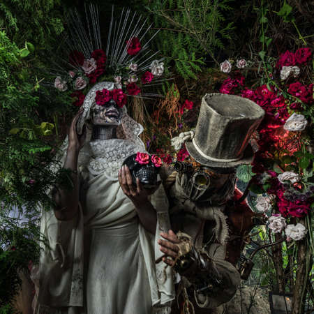 Fabulous stylization of Santa Muerte - Holy Death - modern religious cult. Concept Art fairy tale photo.の写真素材