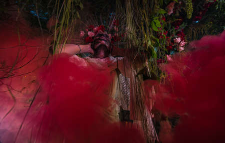 Fabulous stylization of Santa Muerte - Holy Death - modern religious cult. Concept Art fairy tale photo.の写真素材