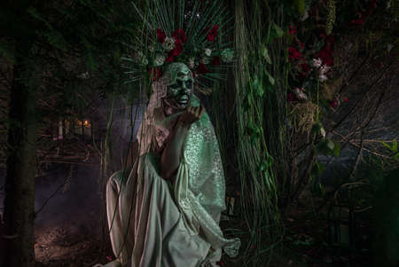Fabulous stylization of Santa Muerte - Holy Death - modern religious cult. Concept Art fairy tale photo.の写真素材
