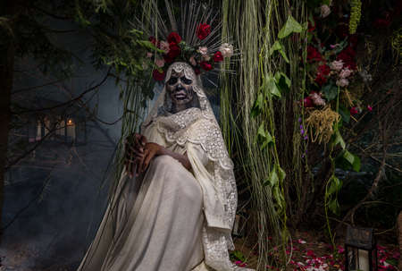 Fabulous stylization of Santa Muerte - Holy Death - modern religious cult. Concept Art fairy tale photo.の写真素材
