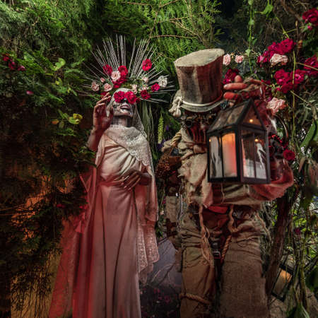 Fabulous stylization of Santa Muerte - Holy Death - modern religious cult. Concept Art fairy tale photo.の写真素材