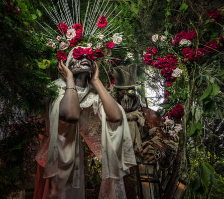 Fabulous stylization of Santa Muerte - Holy Death - modern religious cult. Concept Art fairy tale photo.の写真素材