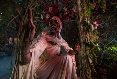 Fabulous stylization of Santa Muerte - Holy Death - modern religious cult. Concept Art fairy tale photo.の写真素材