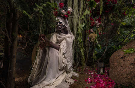 Fabulous stylization of Santa Muerte - Holy Death - modern religious cult. Concept Art fairy tale photo.の写真素材