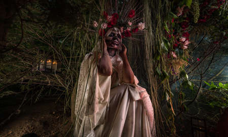 Fabulous stylization of Santa Muerte - Holy Death - modern religious cult. Concept Art fairy tale photo.の写真素材