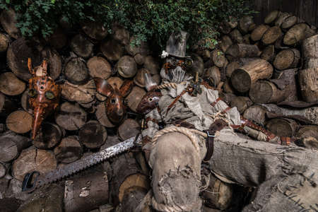 Futuristic character cyborg stalker. Art Photography in steampunk style.の写真素材