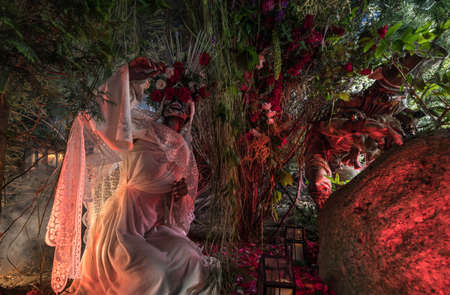Fabulous stylization of Santa Muerte - Holy Death - modern religious cult. Concept Art fairy tale photo.の写真素材