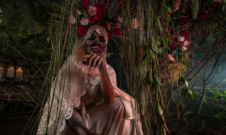 Fabulous stylization of Santa Muerte - Holy Death - modern religious cult. Concept Art fairy tale photo.の写真素材