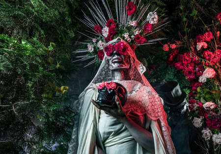 Fabulous stylization of Santa Muerte - Holy Death - modern religious cult. Concept Art fairy tale photo.の写真素材