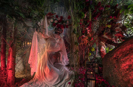 Fabulous stylization of Santa Muerte - Holy Death - modern religious cult. Concept Art fairy tale photo.の写真素材