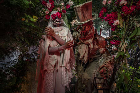 Fabulous stylization of Santa Muerte - Holy Death - modern religious cult. Concept Art fairy tale photo.の写真素材