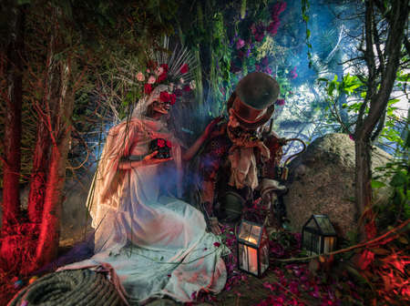Fabulous stylization of Santa Muerte - Holy Death - modern religious cult. Concept Art fairy tale photo.の写真素材