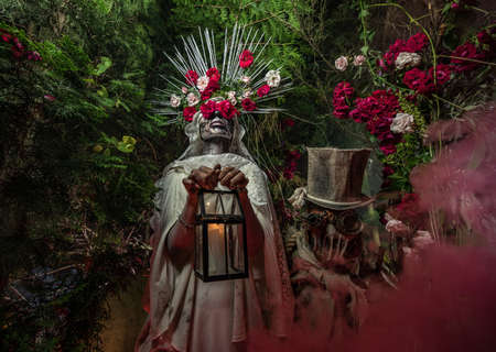 Fabulous stylization of Santa Muerte - Holy Death - modern religious cult. Concept Art fairy tale photo.の写真素材