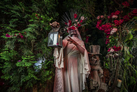 Fabulous stylization of Santa Muerte - Holy Death - modern religious cult. Concept Art fairy tale photo.の写真素材