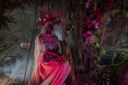Fabulous stylization of Santa Muerte - Holy Death - modern religious cult. Concept Art fairy tale photo.の写真素材