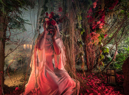 Fabulous stylization of Santa Muerte - Holy Death - modern religious cult. Concept Art fairy tale photo.の写真素材