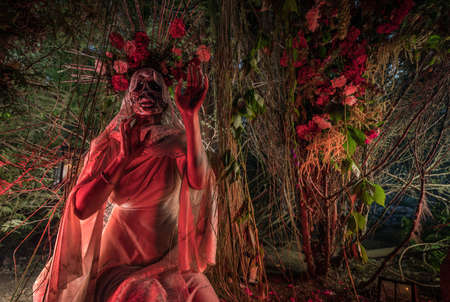 Fabulous stylization of Santa Muerte - Holy Death - modern religious cult. Concept Art fairy tale photo.の写真素材